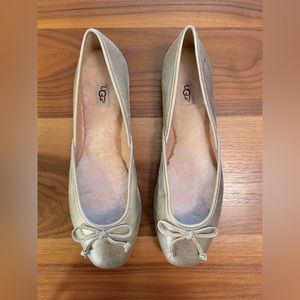 UGG Lena Gold Leather Flat
